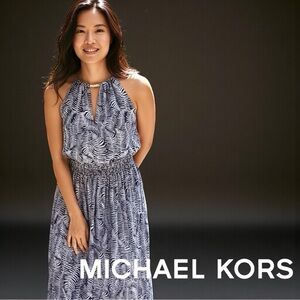 MICHAEL Michael Kors Black and White Halter Maxi Dress